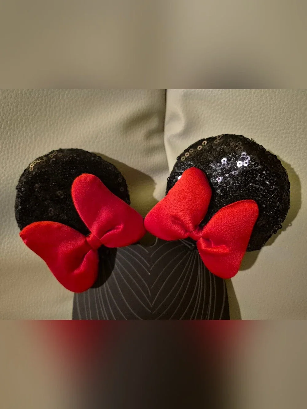 Disney X Forever 21 Clip On Black Sequin Minnie Ears with Red Bows